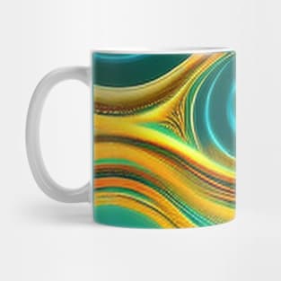 Abstract Turquoise and Gold Swirls Mug